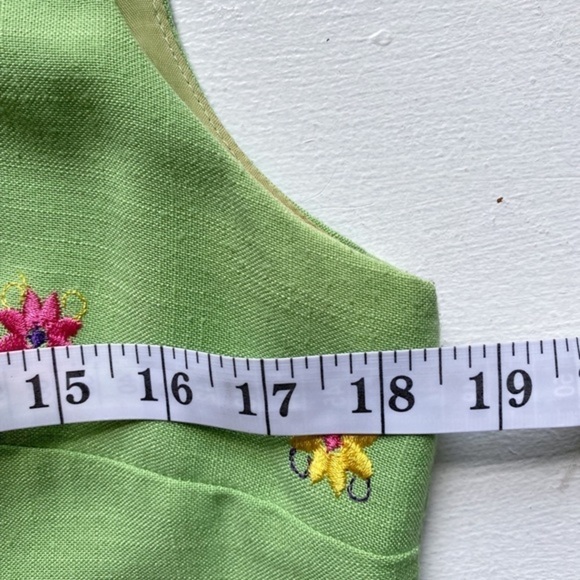 Lavande Green Sheath Sleeveless Midi Dress with Colorful‎ Embroidered Flowers - Picture 11 of 14